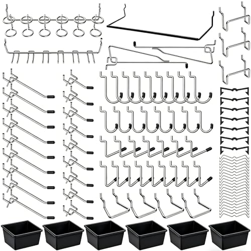 Pegboard Hooks Assortment, for Organizing Various Tools, with Pegboard Bins, 165 PCS, 80 of Which are Locks - style: 165PCS