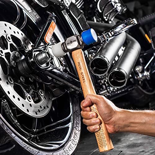 REAL STEEL Small Rubber Mallet Hammer 12 Oz Double Face Hammer Soft/Hard Hickory Wood Handle (0312) - style: Hickory Wood Handle