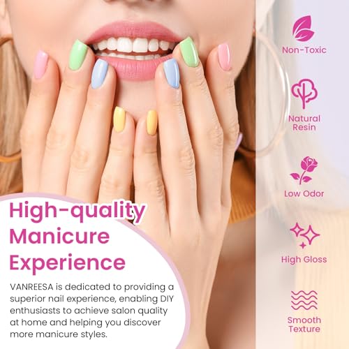 VANREESA 42 Pcs Gel Nail Polish Kit with U V Light 24 Popular Colors Gel Polish Nail Kit Green Blue Purple Pink Orange Complete Nail Kit with Manicure Tools Gifts for Women Girls - color: Sweet & Popular Collection