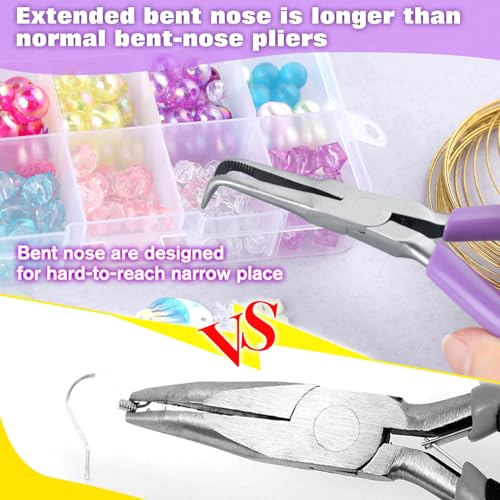 SPEEDWOX Mini Bent Long Nose Pliers, Thin Jaw for Jewelry Craft & Beading - style: Bent Needle Nose Pliers