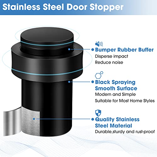 Chumia 10 Pcs Floor Mounted Door Stopper Stainless Steel,Black - color: Black