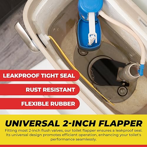 Qualihome Front Mount Brushed Nickel Toilet Handle Replacement Kit with 2 Inch Universal Toilet Flapper Replacement Kit and Stainless Steel Toilet Flapper Chain - color: Brushed Nickel