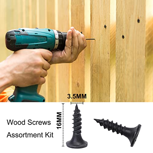 #6 X 5/8" Wood Screws 100pcs Black Flat Phillips Screws Self Tapping Wood Screws Carbon Steel Assorted Drywall Screws for Wood, Cabinet, Furniture - size: #6 X 5/8"