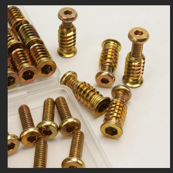 16 Pieces 1/4-20 x 3/4" Furniture Screw Nut Threaded Wood Insert, 16 Pieces 1/4-20 x 19/32" Wood Inserts Bolt Fastener Connector Hex Socket Drive Screw-in Nuts with Hex Spanner - size: 16pcs