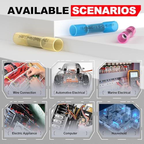Heat Shrink Wire Butt Connector Kit Marine Waterproof Crimp Splice Terminal - size: 100 PCS