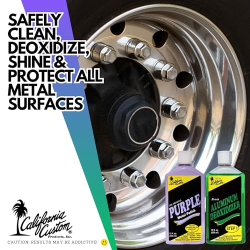 CALIFORNIA CUSTOM – Purple Metal Polish & Aluminum Deoxidizer Kit, No Silicone, Body Shop Safe, Great for Aluminum, Brass, Copper, Chrome, Silver, Stainless and Gold