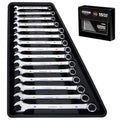 toolant Max Grip 15pcs Professional Metric Combination Wrench Set with Long Pattern Offset Heads Anti-Slip Teeth & Color-Coded Markings for Machinist, Auto, maintenance, DIYer - size: Metric(8-24mm)