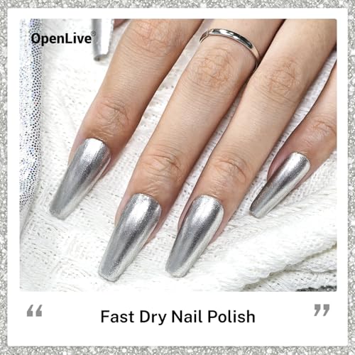 OpenLive 16.5ml Glitter Silver Nail Polish Large Volume - color: Glitter Silver