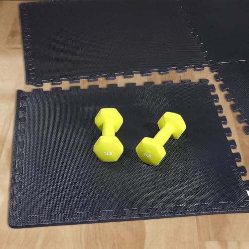 BalanceFrom Puzzle Exercise Mat 1-inch Thick, EVA Interlocking Foam Floor - color: Black, style: One Inch Thick, 72 Square Feet