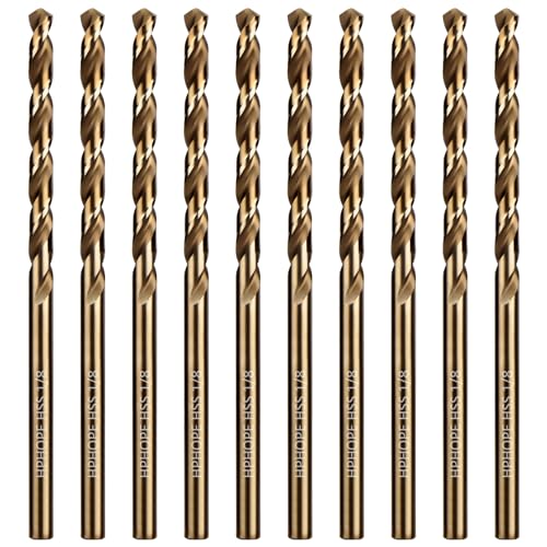 1/8 Inch HSS Twist Drill Bits 10Pcs, HPHOPE 1/8" Jobber Drill Bits Set, Straight Round Shank, Suitable for Drilling in Hard Metal, Stainless Steel, Cast Iron - size: 1/8 Inch, 10Pcs