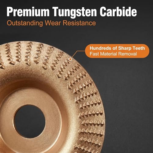 Tungsten Carbide Cutting Wheel Set, Angle Grinder Polishing Pad, 3 Piece Heavy-Duty Wood Carving Disc for 4" & 4-1/2" Angle Grinders, Flat Surface, Woodworking Attachment for Cutting, Shaping, Sanding
