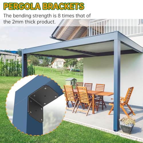 4x4x3.5 Pergola Brackets,Heavy Duty L Bracket for Wood (4PCS) - size: 4x3.5 inch ( 4 Pack )