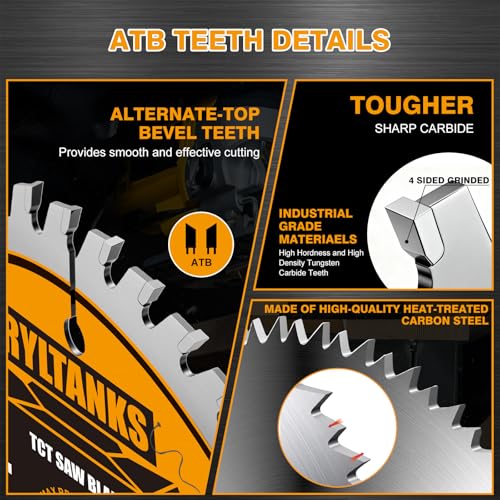 7-1/4 Inch Circular Saw Blade, 5/8” Arbor,24T for Framing&40T for Ripping and Cross Wood Cutting &60T for Fine Finish&140T for Plywood/OSB/Plastic, 4-Pack