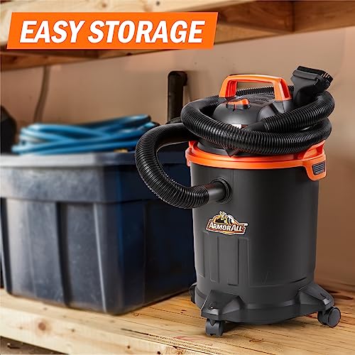 Armor All VO405P 0901 4 Gallon Wet/Dry Vac 2.0 Peak HP Shop Vacuum with Nozzles & Brush,Black/Orange - style: 4 Gal Vac