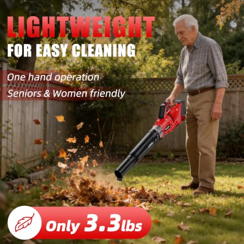600 CFM Cordless Leaf Blower Compatible with Milwaukee 18V M18 Battery - color: Red