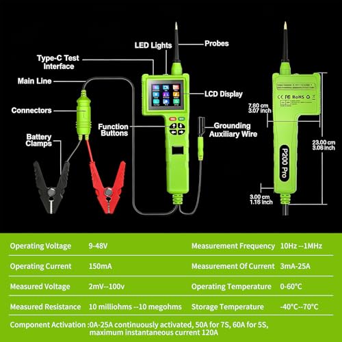 P200 Pro 9V-48V Automotive Power Circuit Probe Kit Multimeter Oscilloscope - color: P200Pro