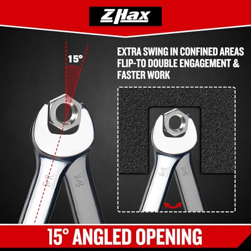 zhax 14mm Metric Stubby Combination Wrench, 12 Point Box End, 15 Degree Offset Design, Mirror Polish Finish, Forged CR V Steel, Hand Tools for Mechanics, Ideal for Auto and Home Repair - size: 14mm
