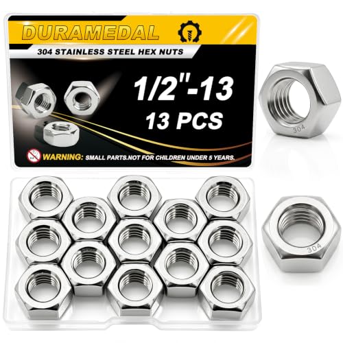 13Pcs 1/2-13 UNC Hex Nuts 304 Stainless Steel A2-70 Heavy Duty - size: SAE 1/2-13;13pcs