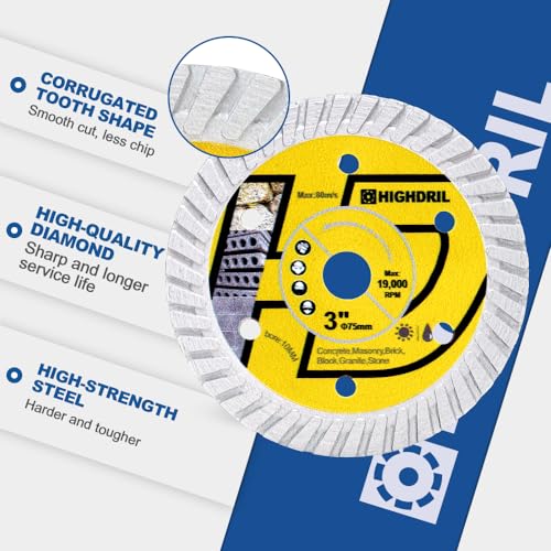 HIGHDRIL Diamond Concrete Blade 3" 75mm x Arbor 3/8" 10mm - 4pcs Angle Grinder Cutting Disc for Cutting Granite Hard Concrete Products Hard Artificial Natural Stones Clinker - size: Diamond Concrete Blade