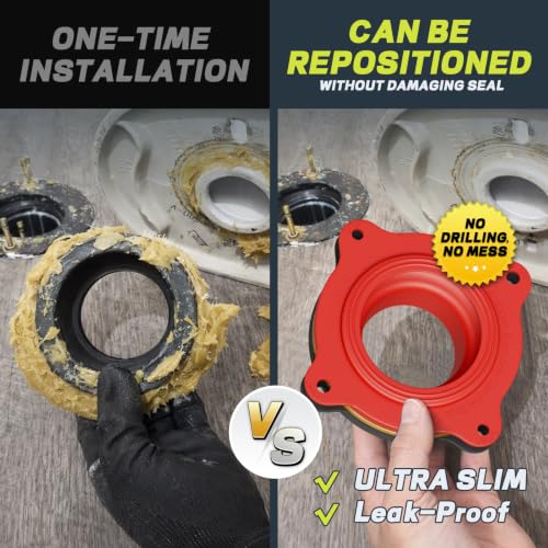 Toilet Flange Repair Kit & Elastic Wax Ring with Caulk Tape, Universal Fit - style: TF02-RI Flange Kit