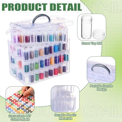 Willinglong 4 Tier Diamond Art Storage Containers with 208 Grids, Pink - color: Pink, size: 4 Tier