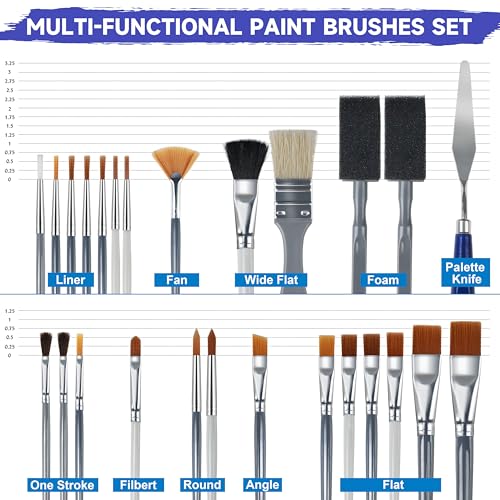 Halobios 26PCS Painting Brushes Set, 5 Sets of Professional Painting Brushes for Acrylic Painting, Artist Paintbrushes for Body Face Rock Canvas, Children Adult Drawing Arts Crafts Supplies - size: 26PCS