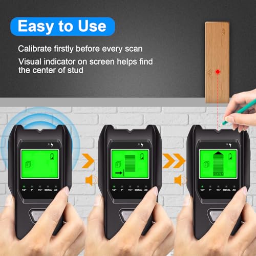 Stud Finder Wall Scanner, 5 in 1 Multifunction Stud Locator with Upgraded Smart Sensor, HD LCD Display and Audio Alarm for The Center & Edge of Metal, Studs, AC Wire, and Pipe Detection (Charcoal) - color: Charcoal