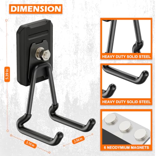 Heavy Duty Magnetic Garage Hooks,2 Pack Strong Large Magnet Hook for Power Drill,Garden Tools,Hose,Pegboard,Garage, Workshop,Magnetic Storage Hooks for Indoor Outdoor Hanging(Black) - style: Magnetic Garage Hooks 2 Pack