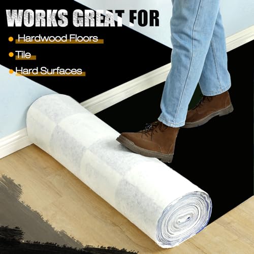 40"x100ft Black Floor Protection Film Anti Slip Paint Proof Reusable Cover - color: Black, size: 40"x100ft(1x31m)