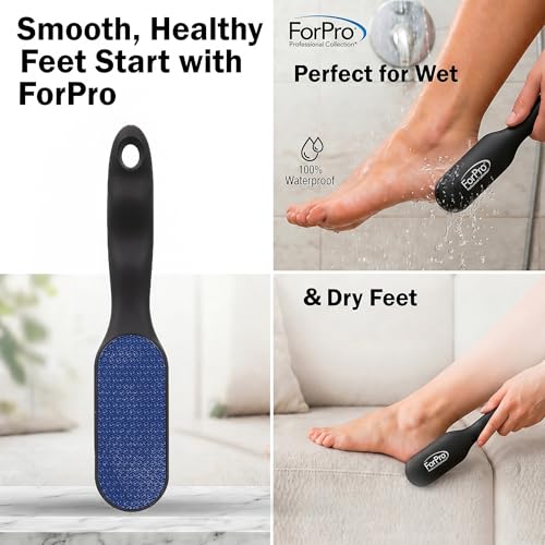 ForPro Nano Glass Foot File Callus Remover, Double-Sided Foot Scrubber for Cracked Heels & Dead Skin, Professional Pedicure Tool for Wet/Dry Use, Ergonomic Handle, Hygienic & Long Lasting