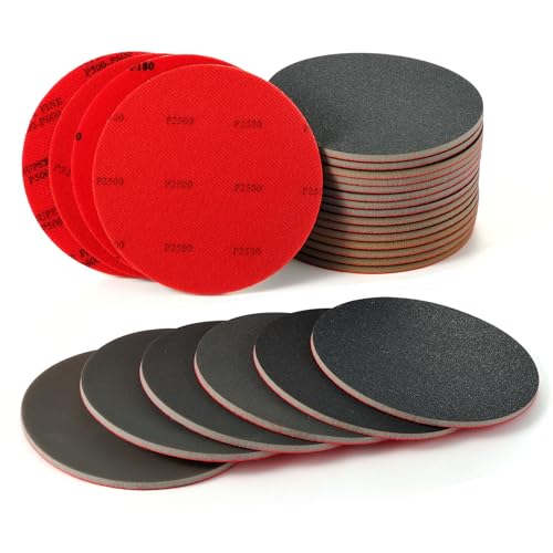 MAXMAN Foam Sanding Pads Assortment, 6" Sanding Sponge Set, 180-3000 Grit | 12Pcs Bowling Sanding Pads, Reusable Wet Dry Sandpaper Block, for Random Orbital Sander, Wood, Metal, Auto & Curved Surfaces - size: 6 inch, style: 180-3000 Grit