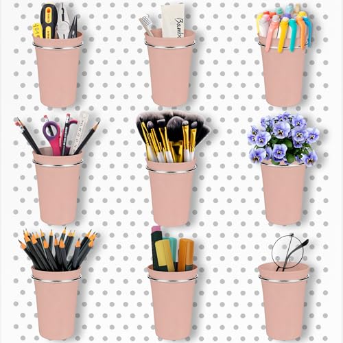 Pegboard Cups With Loops, 9 Pack Pink Peg Board Pencil Holder Organizer - color: Pink