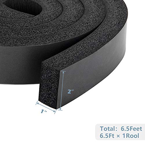 NBR-PVC Foam Window AC Insulation Strip, 2 X 1 Inch High Resilience Weather Seal Roll with Non-Viscous Design (6.5 Feet Long) - color: No-Adhesive, size: 6.5Ft x2 in x 1 in