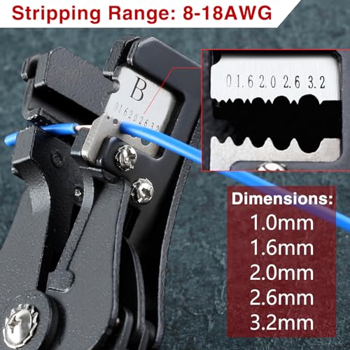 SPEEDWOX Automatic Wire Stripper Tool - Heavy Duty Precision Stripping Tool for 8-18 AWG Wire, Electric & Automotive Repair