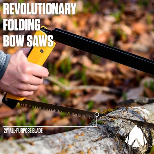 AGAWA - BOREAL21 Backwoods Kit - Includes 21" Folding Saw, Leather Sheath, 21" All-Purpose & 21" Aggressive Saw Blade - For Camping, Hunting & Survival Kit (Black Frame/Yellow Handle) - size: 21" Inch