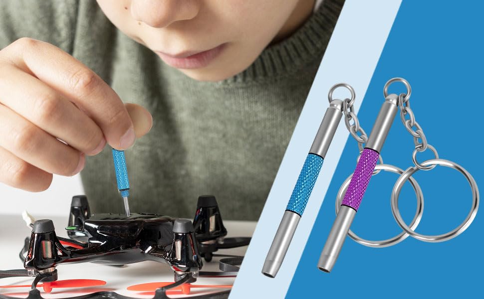 UNEAK - Eyeglass Screwdriver Repair Kit Blue & Purple Precision 3 in 1 Mini Screwdrivers Set Keychain Glasses, Sunglasses, Sunglass, Watch, Electronics, Eyeglasses, Flat Head, Phillips, Hex - color: Blue and Purple