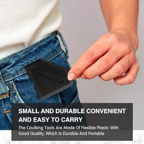 Outus 2 Pieces Caulking Tool Set Silicone Sealant Grout Tool for Kitchen Bathroom Floor Sealant Sealing(Black) - color: Black