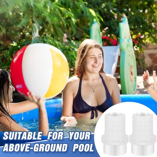 2 Pcs Pool PVC Tube Fitting Barbed Hose Fittings Adapter - color: White, size: 1.5 Inch
