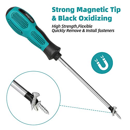 Magnetic Screwdriver Set 10 PCS,5 Phillips and 5 Flat Head Precision Screwdriver,Professional Cushion Grip and Non-Slip for Repair Home Improvement Craft,Green - color: 10pc-green