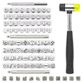 84 PCS Leather Craft Stamping Tools Set, Include 26 6.5mm Alphabet & 10 Number & 32 Patterns Stamp & 12 Tangcao Patterns Stamp & 3 Stamping Handle & 1 Leather Hammer, Leather Craft Stamps - color: 84 Pcs