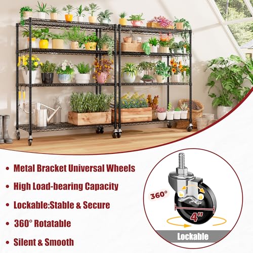 PrimeZone 55.5" Wx24 x80 Heavy Duty Metal Wire Storage Shelving with Wheels - size: 55.5"W x 24"D x 80"H