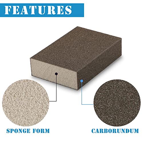 16Pcs 120 Grit Sanding Blocks, Jamiikury Fine Sanding Sponge Washable and Reusable, Wet Dry Sandpaper Sponge for Wood Metal FurniturePaint and Drywall - size: 120 Grits