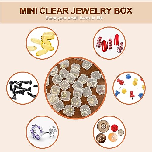 80PCS Mini Clear Plastic Jewelry Box, Earring Storage Box - color: Clear