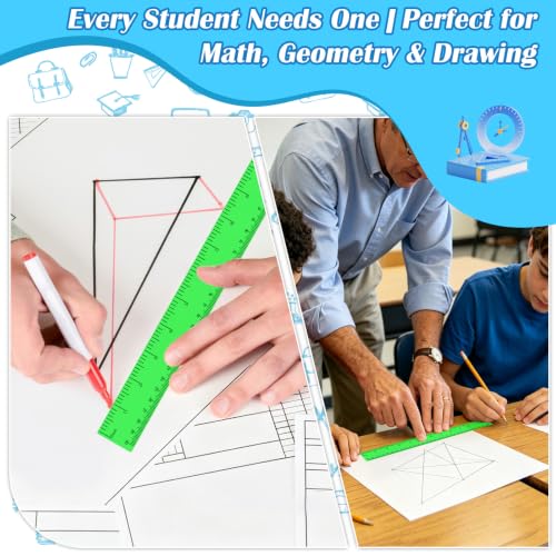 36 Pack 12" Clear Green Plastic Rulers, Back to School Measuring Supplies - color: Green