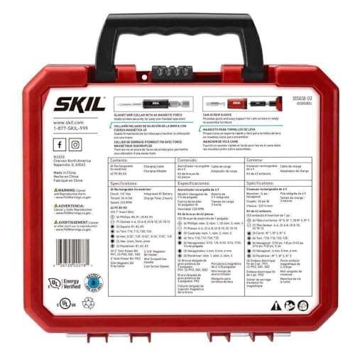 SKIL Rechargeable 4V Cordless Pistol Grip Screwdriver with 42pcs Bit Set, USB Charger and Carrying Case - SD5618-03 - style: 4V Pistol Grip Screwdriver_42pc Set