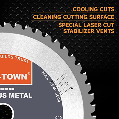TWIN-TOWN 10-Inch 52 Teeth Dry Cut Steel and Ferrous Metal Cermet Saw Blade with 1-Inch Arbor - size: 10" 52T medium steel