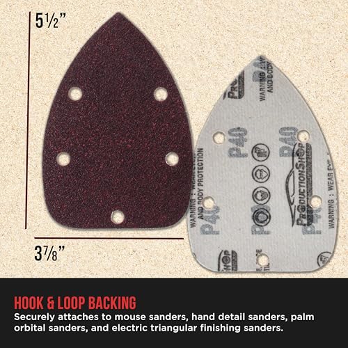 ProductionShop Premium 5-Hole Pattern Mouse Detail Sander Sandpaper Sheets, 160 Disc Variety Pack, Grits 40, 60, 80, 100, 120, 150, 180, 220, 320, 400, 600, 800 - Hook & Loop - Woodworking Furniture - style: Variety Pack 160