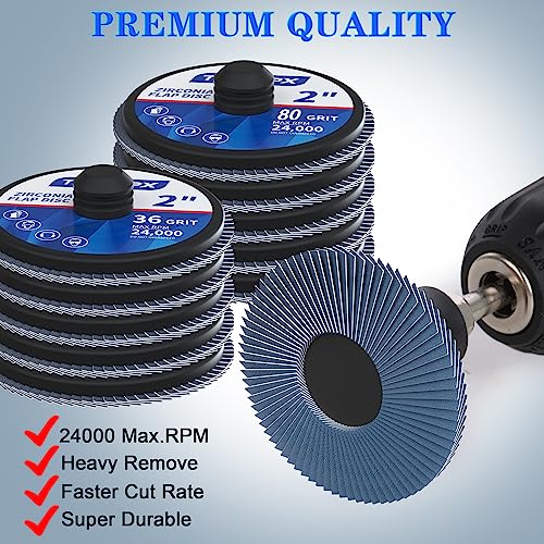20 PCS Flap Discs Set, 2" Zirconia Roll Lock Die Grinder Sanding Disc Sandpaper Wheels Grit 36/60/80/120, Flap Wheel for Wood & Metal Sanding - style: 20PCS Flap Discs