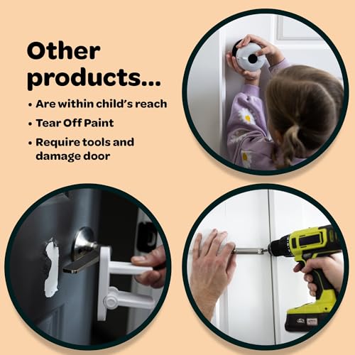 Huglock - The Snap-On Door Lock Kids Can't Reach or Defeat - No Tools or Adhesives Required - Works With Door Knob, Lever or Handle - Childproof Safety Locks are Toddler, Baby and Child Proof (1 Pack)