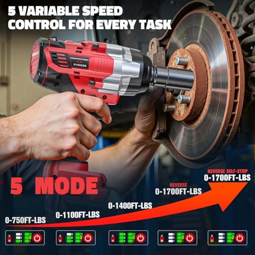 Cerycose Cordless Impact Wrench 1/2 inch Compatible with Milwaukee 18V Battery: 1700FT-LBS High Torque Impact Wrench with 6 Sockets & Case, Brushless Electric Impact Gun with LED Work Light, Bare Tool - size: 1/2inch, style: Fit for Milwaukee（include 6 So